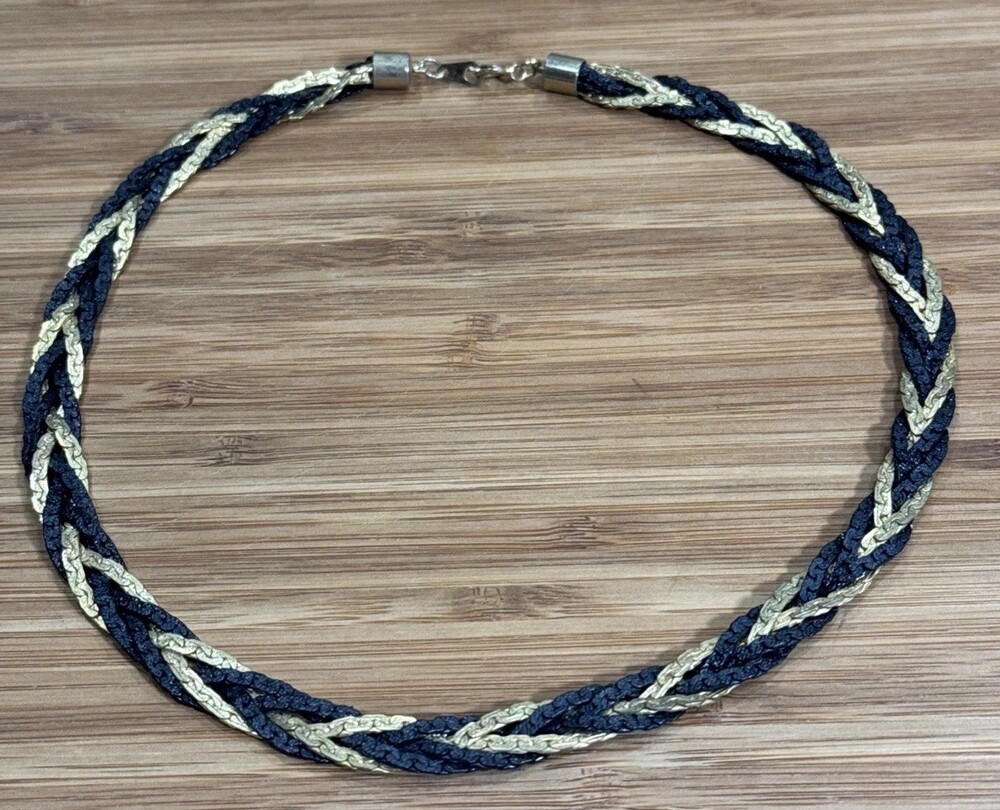 Black Gold Braided Metal Necklace Egyptian Greek Goddess Cleopatra Halloween